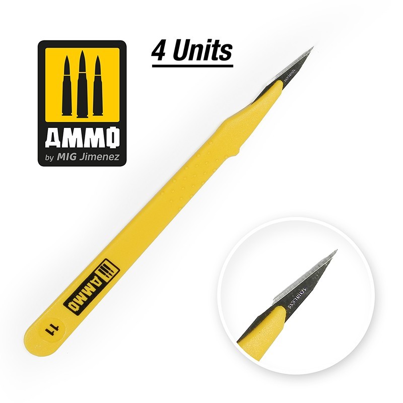 AMMO by Mig Jimenez A.MIG-8692 standard straight hobby blades, four-piece pack.