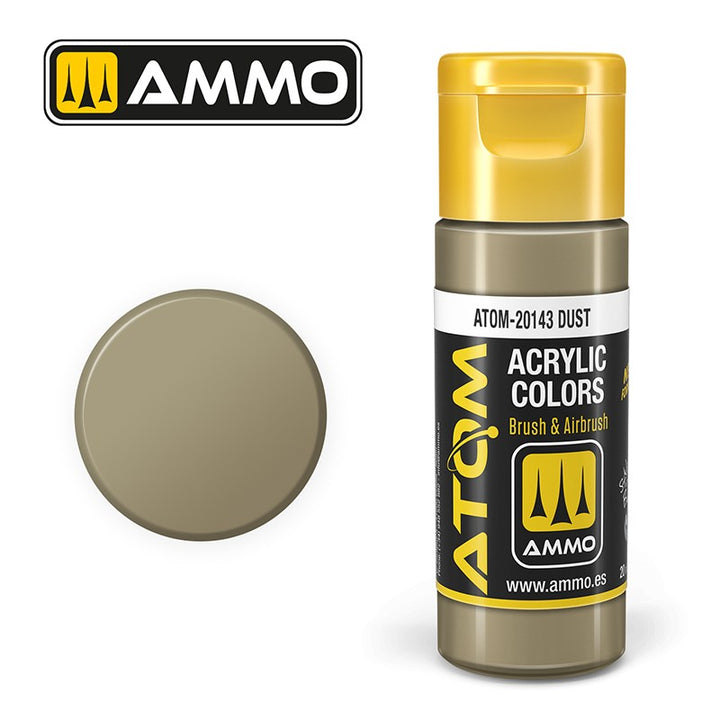 AMMO ATOM 20143 Dust acrylic paint bottle with color swatch