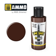 AMMO A.MIG-2026 One Shot Brown Oxide Primer bottle and color swatch