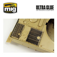 AMMO Ultra Glue manufacturer example of attached photo-etched grilles; model not included