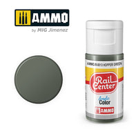 AMMO Rail Center R-0013 Hopper Green acrylic paint bottle and color swatch