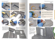 How to Make Buildings sample pages 16 and 17 showing wall preparation and sanding