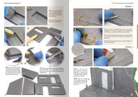 How to Make Buildings sample pages 16 and 17 showing wall preparation and sanding