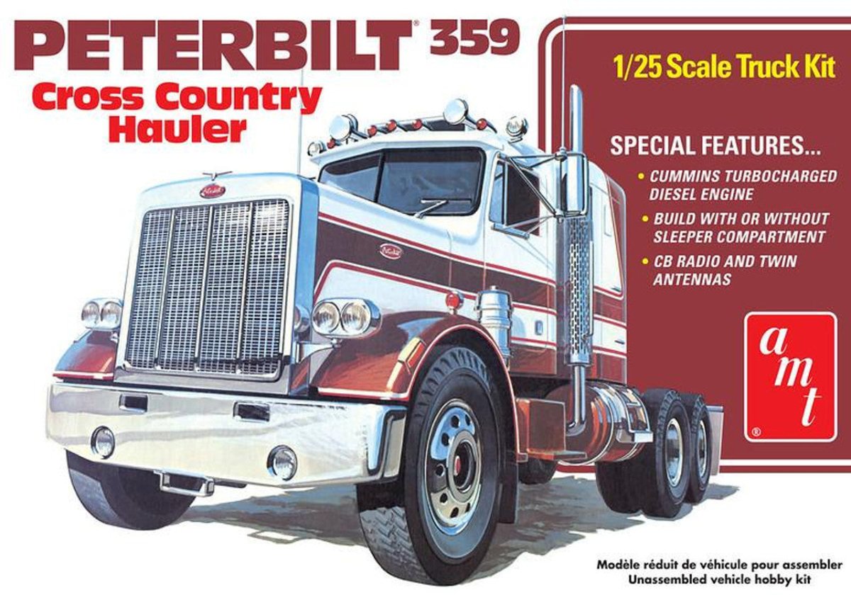 AMT 1/25 Peterbilt 359 Cross Country Hauler Plastic Model Kit — exact product reference