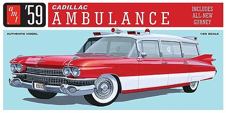 AMT 1959 Cadillac Ambulance with Gurney, 1:25 Scale – AMT1395 exact product image