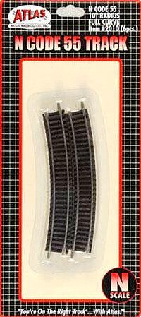 Atlas N Scale Code 55 10-Inch Radius Full Curve Track – 2010