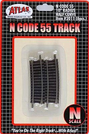 Atlas N Scale Code 55 10-Inch Radius Half Curve Track – 2011– product image