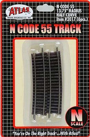 Atlas N Scale Code 55 13.75-Inch Radius Half Curve Track – 2017