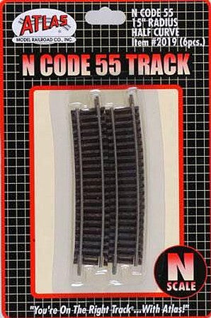 Atlas N Scale Code 55 15-Inch Radius Half Curve Track – 2019