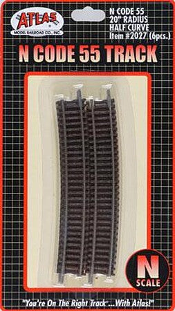 Atlas N Scale 20-Inch Radius Half Curve Track – 2027