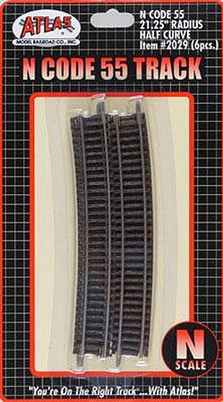 Atlas N Scale 21.25-Inch Radius Half Curve Track – 2029– product image