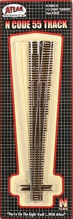 Atlas N Scale Code 55 #10 Right Turnout – 2055