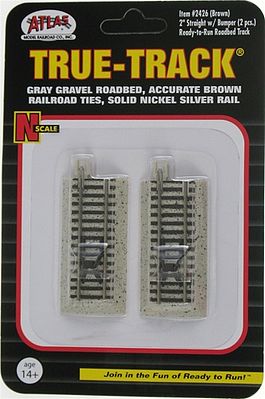 Atlas N Scale 2-Inch Straight Track with Brown Bumper – 2426– product image