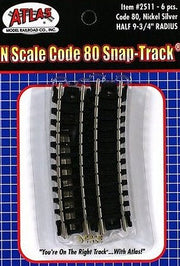 Atlas N Scale 9.75-Inch Radius Half Curve Track – 2511– product image 1