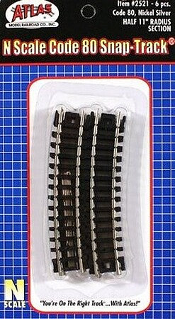 Atlas N Scale 11-Inch Radius Half Curve Track – 2521