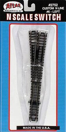 Atlas N Scale Code 80 #6 Custom-Line Left Turnout – 2752– product image