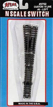 Atlas N Scale Code 80 #6 Custom-Line Left Turnout – 2752– product image 1