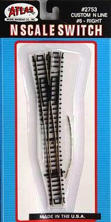 Atlas N Scale Code 80 #6 Custom-Line Right Turnout – 2753