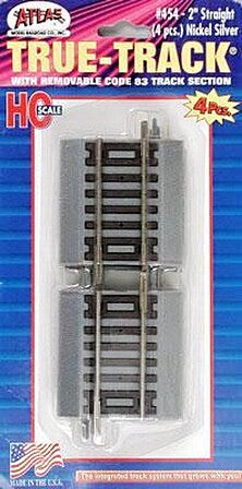Atlas HO Scale 2 in Straight Track – 4 Pack – 454