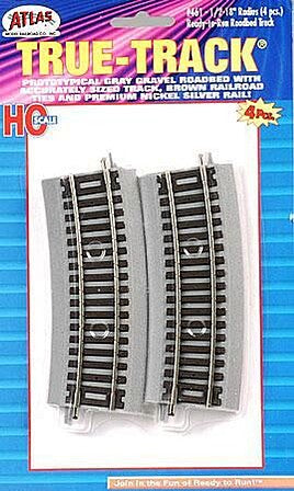 Atlas HO 18 inch radius half curve track four pack 461