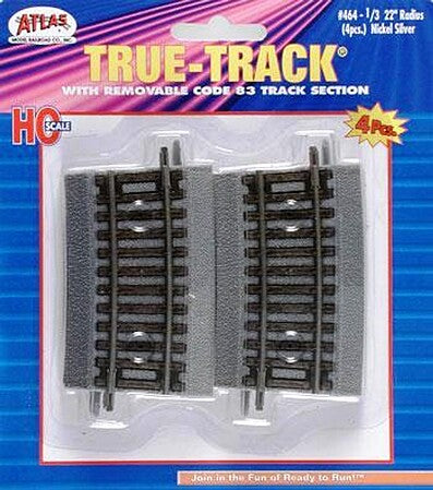 Atlas 464 HO True-Track 22" Radius 1/3 Curve (4-Pack) product image