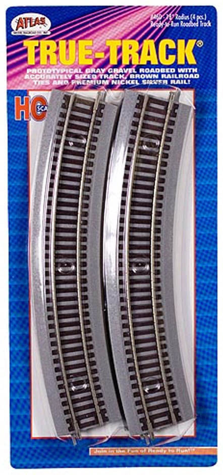 Atlas 460 HO Scale True-Track 18-inch radius curve 4-pack