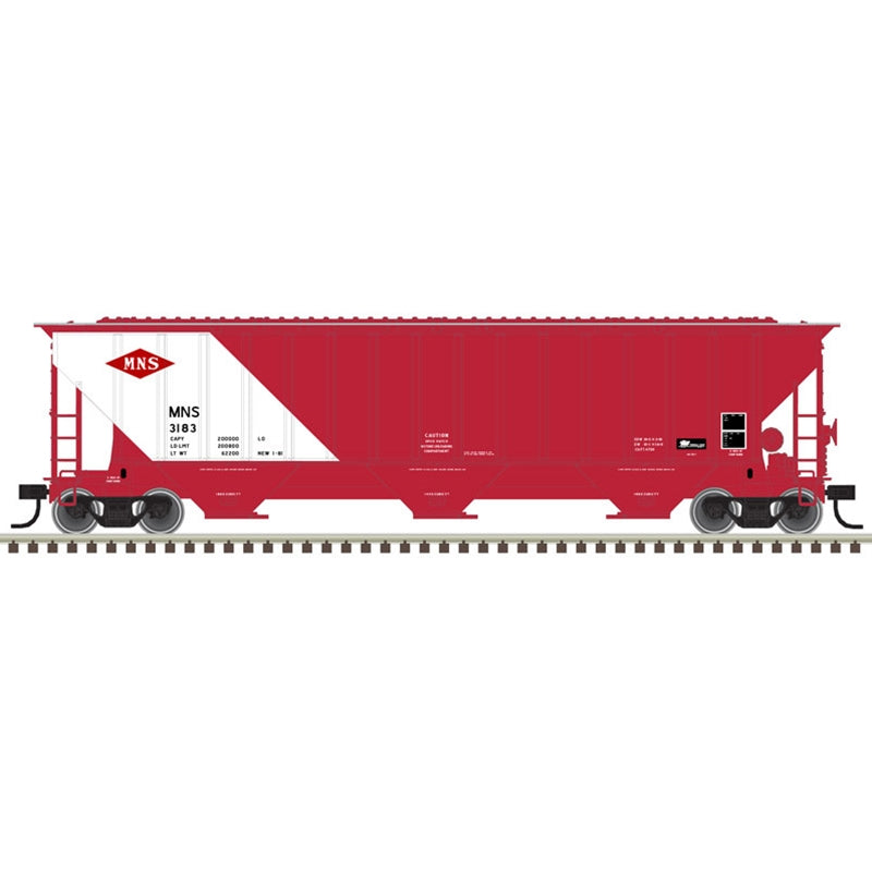 Atlas 50005928 N scale Minneapolis Northfield and Southern Thrall 4750 covered hopper 3183, side view