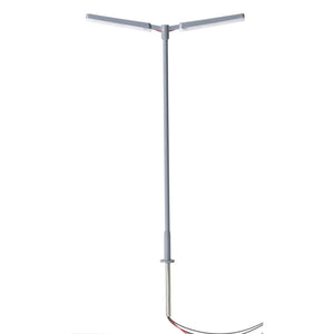 Atlas 70000160 N scale gray double-arm parking lot light with cool-white LED, individual light from the three-pack