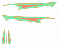 Mint & Coral Atomic Cruiser actual mirrored side and hood decal artwork