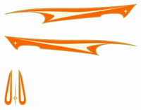Tangerine & Ivory Atomic Cruiser actual mirrored side and hood decal artwork