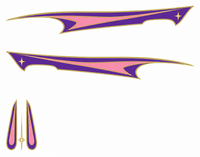 Violet & Rose Atomic Cruiser actual mirrored side and hood decal artwork