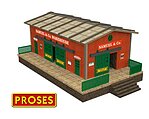 Bachmann O scale warehouse with motorized doors, item 39120