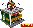 Bachmann O scale pizza stand with light and rotating sign, item 39121