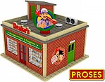 Bachmann O scale Drake's Hardware Store with light and rotating sign, item 39123