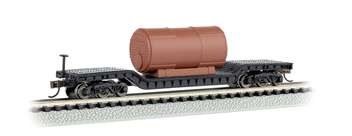 Bachmann N 52-Foot Depressed-Center Flat Car with Boiler — product view 1