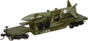Bachmann N 52-Foot Depressed-Center Flat Car with Missile, Olive Drab — product view 2