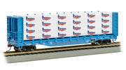 Bachmann HO 52-Foot Center-Beam Flatcar with Lumber Load - Bennett Lumber Products #316– product image 1