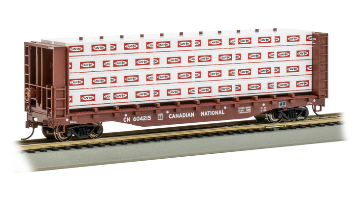 Bachmann HO 52-Foot Center-Beam Flatcar with Lumber Load - Canadian National #604215