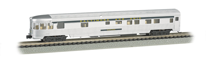 Bachmann N 85-Foot Observation Car with Lighted Interior - B&O Silver and Blue