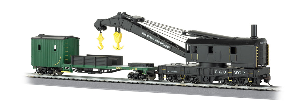 Bachmann HO Scale 250-Ton Steam Crane & Boom Tender - Chesapeake & Ohio