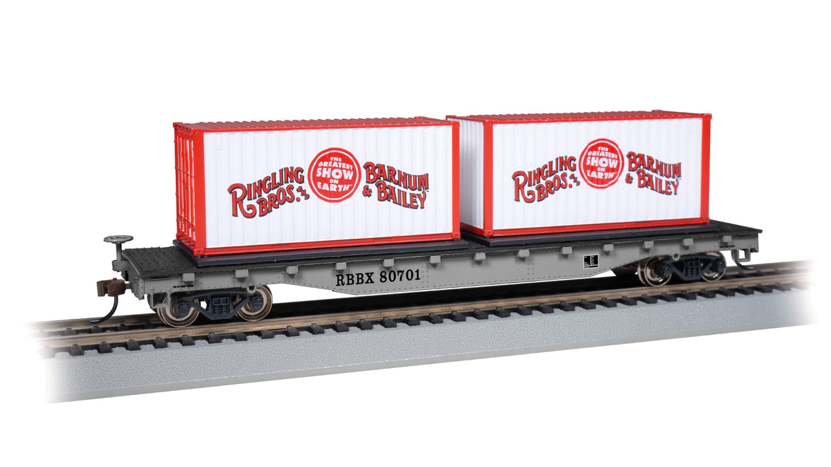 Bachmann HO Scale Ringling Bros. and Barnum & Bailey Flatcar with Containers– product image