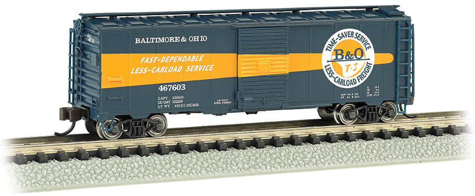 Bachmann N Scale AAR 40-Foot Steel Box Car - B&O Timesaver #467603– product image