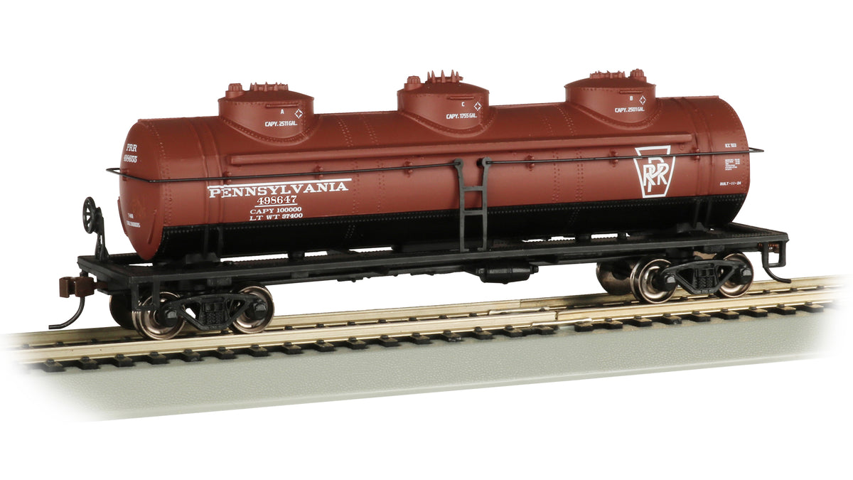 Bachmann HO Scale 40-Foot Three-Dome Tank Car - Pennsylvania #498647– product image