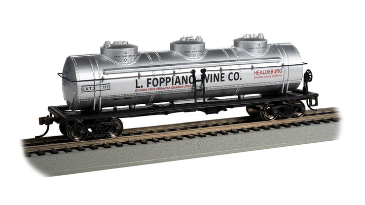 Bachmann HO Scale 40-Foot Three-Dome Tank Car - L. Foppiano Wine Co. #1112