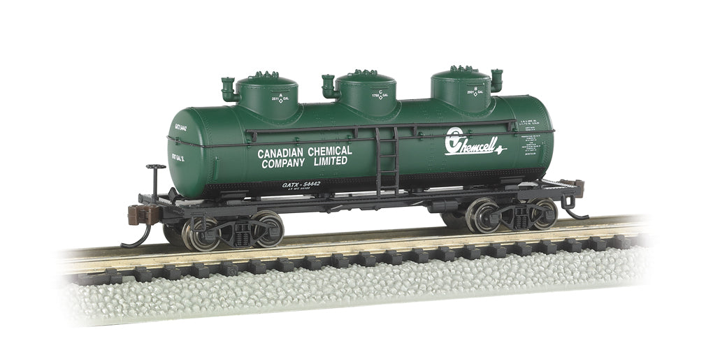 Bachmann N Scale Three-Dome Tank Car - Chemcell– product image