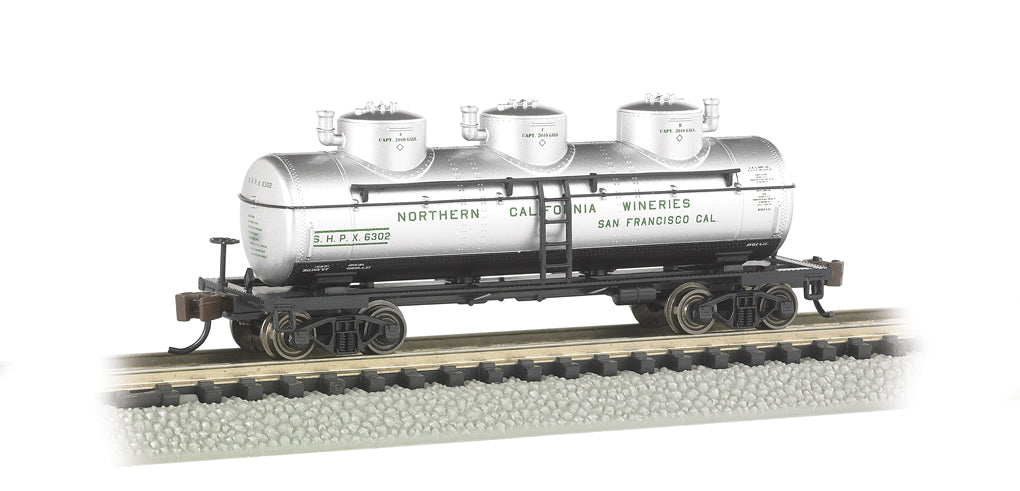 Bachmann N Scale Three-Dome Tank Car - Northern California Wineries– product image