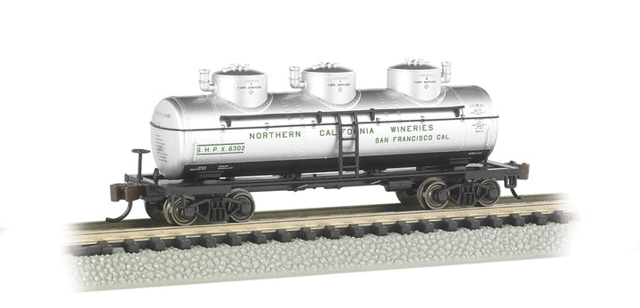 Bachmann N Scale Three-Dome Tank Car - Northern California Wineries
