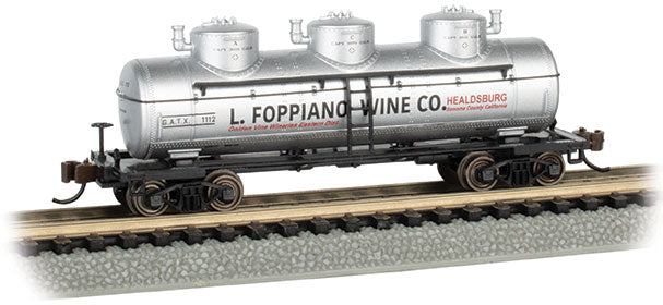 Bachmann N Scale Three-Dome Tank Car - L. Foppiano #1112– product image