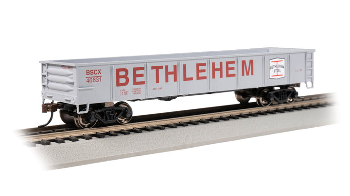 Bachmann HO Scale 40-Foot Gondola - Bethlehem Steel #46631 Gray