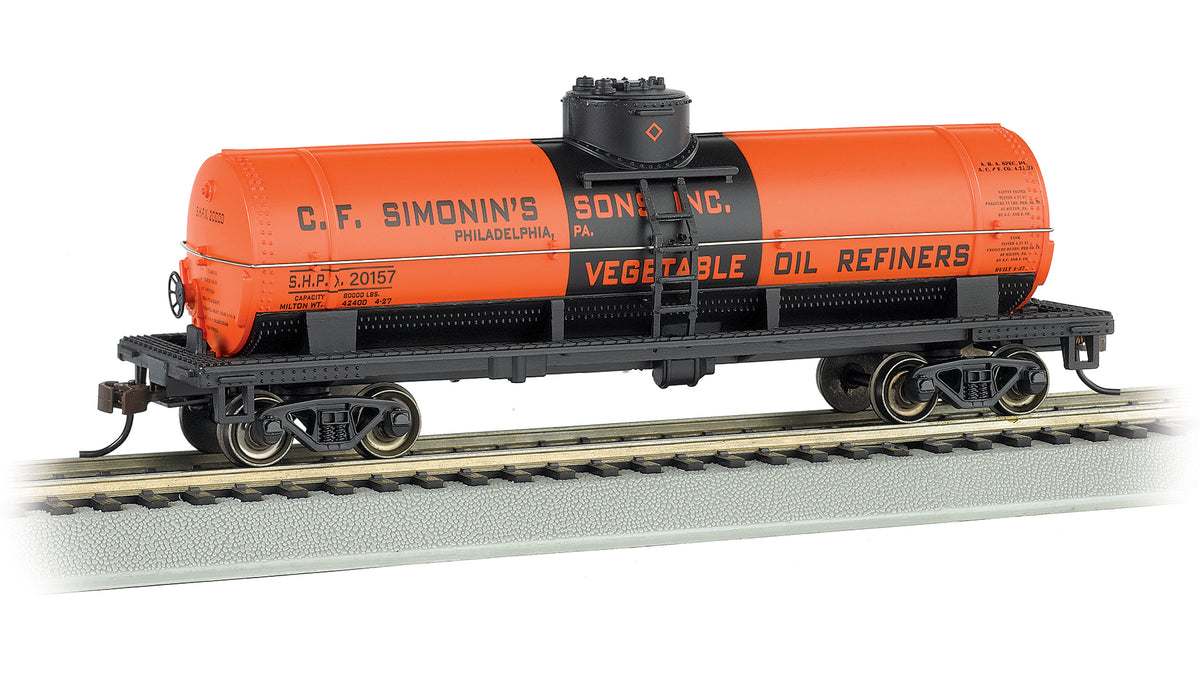 Bachmann HO Scale 40-Foot Single-Dome Tank Car - C.F. Simonin's Sons #20157– product image